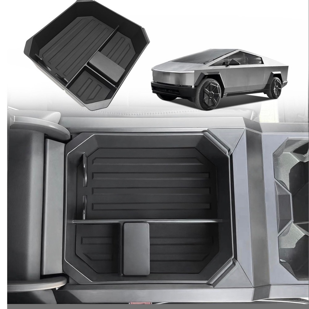 Tesla Cybertruck Center Console Organizer Tray Armrest Storage Box Insert Black